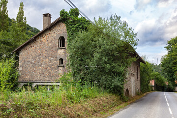 Fototapeta premium Normandy, France: abandoned asbestos factory, needs to be carefully cleaned-up, brake pads and clutch disks used to be produced here