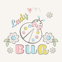 cute ladybug vector with beautiful flowers