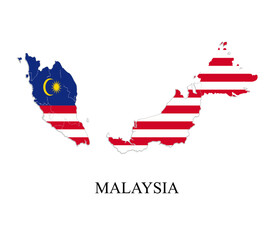 Malaysia map vector illustration. Malaysian city. Tiger of Asia.