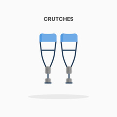 Crutches icon flat. Vector illustration on white background. Can used for web, app, digital product, presentation, UI and many more.