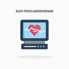 Electrocardiogram icon flat. Vector illustration on white background. Can used for web, app, digital product, presentation, UI and many more.
