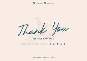 Simple aesthetic thank you card appreciation with floral decoration background