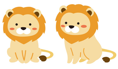 かわいいライオンの全身イラスト