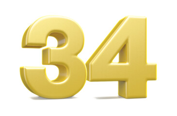 3d numbers 34 golden render