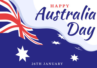 Happy Australia Day Observed Every Year on January 26th with Flags and Map to Diversity of Peoples in Flat Cartoon Hand Drawn Template Illustration