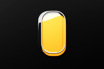 3D illustration  of bright  yellow light frame  on a black  isolated background.   Rectangle for design
