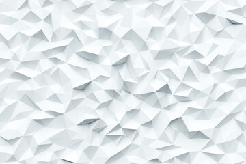  3d Illustration  white triangle crystals.Monochrome background, pattern.