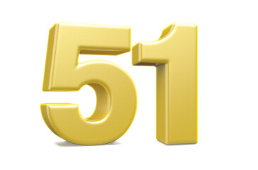 3d numbers 51 golden render