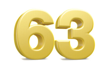 3d numbers 63 golden render