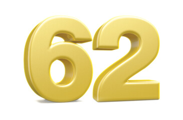 3d numbers 62 golden render