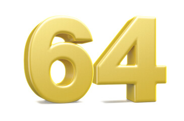 3d numbers 64 golden render