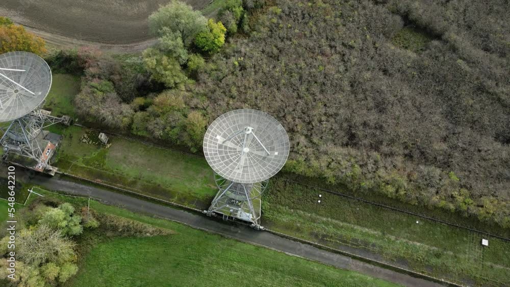 Poster aerial orbit view mullard radio observatory telescope array mrao in cambridge countryside