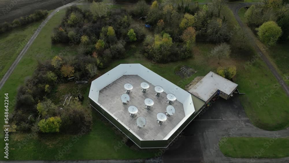 Poster aerial establishing shot of the arcminute microkelvin imager - small array at the mullard radio astr