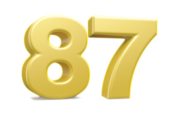 3d numbers 87 golden render