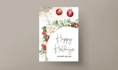 elegant Christmas and new year card floral watercolor