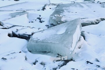Fototapeta na wymiar Ice buildup from the winter storm
