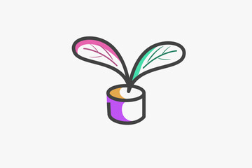 Illustration vector graphic of colorful plant in the pot