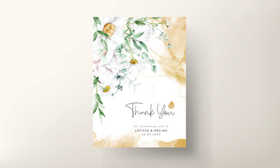 Wedding invitation template with white flower
