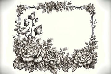 Hand Drawn Floral Roses Border And Frame Design