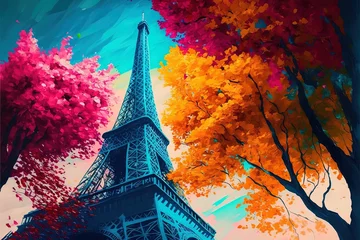 Foto op Canvas Eiffel Tower In Paris With Gorgeous Colors © AkuAku