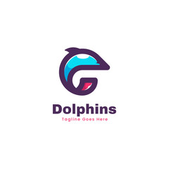 Vector Logo Illustration Dolphin Simple Mascot Style