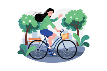 Girl Riding A Bicycle