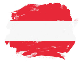 Austria flag on abstract painted white stroke brush background