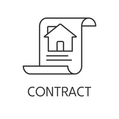 Rent contract icon outline. Real estate simple vector illustration