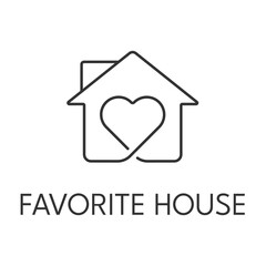 Favorite house icon outline. Real estate simple vector illustration