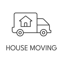 House moving icon outline. Real estate simple vector illustration
