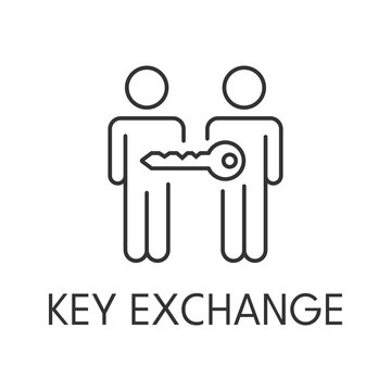 Key exchange icon outline. Real estate simple vector illustration