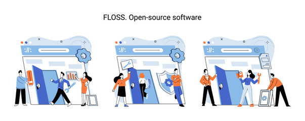 FLOSS. Open source software. Free product anyone can freely redistribute, modify and completely remake, can be improved, modernized thanks to inventions of users. Tiny programming language persons