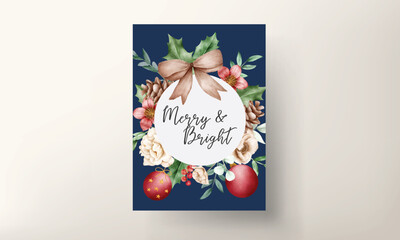 elegant Christmas and new year card floral watercolor