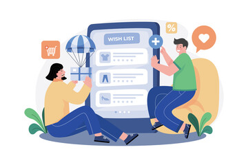 Add To Wish List Illustration concept on white background