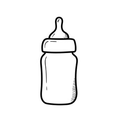 bottle for the newborn with a pacifier hand-drawn in doodle style