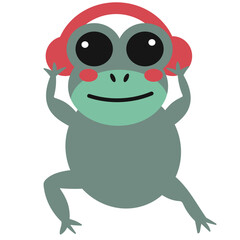 Frog and head phone Hand Drawn Element