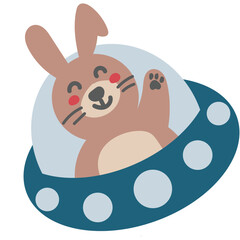 Rabbit in space Hand Drawn element