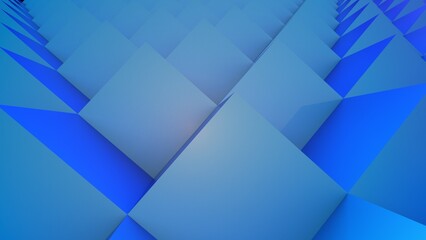 Obraz premium Blue-White Cube Background Wall. 3D illustration. 3D CG.High resolution.