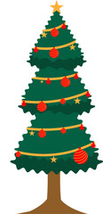 A Christmas tree with Christmas ornaments and a yellow star on it