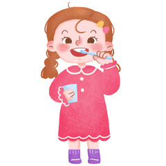 Girl brushing hand drawn illustration