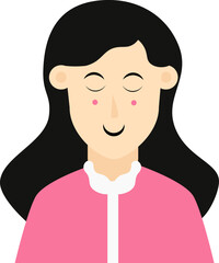 a black-haired woman wearing a pink dress with a languid expression without enthusiasm

