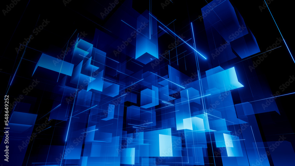 Wall mural cube abstract technology background