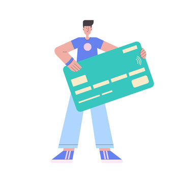 Character hold a big bank card