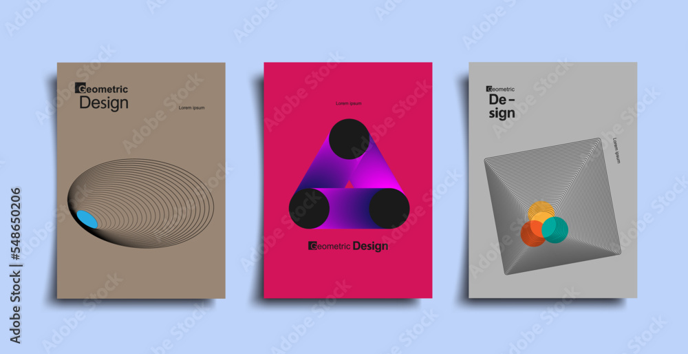 Poster abstract bauhaus geometric pattern background, vector circle, triangle and square lines art design. 