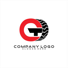 Tire vector logo design with letter C and T.