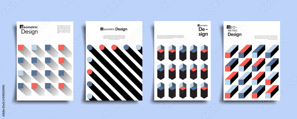 Poster abstract bauhaus geometric pattern background, vector circle, triangle and square lines art design. 