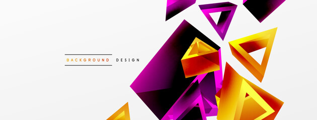 Triangle abstract background. 3d vector basic shape technology or business concept composition. Trendy techno business template for wallpaper, banner, background or landing