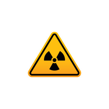 Caution radiation symbol vector. Yellow triangle vector
