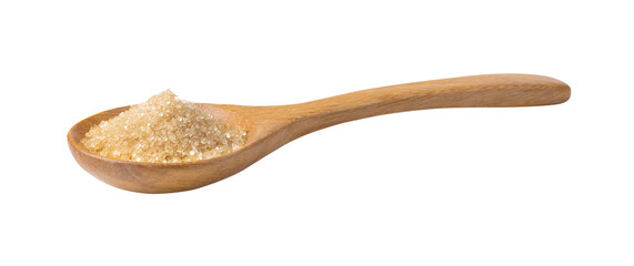 Sugar in wood spoon isolated on transparent png