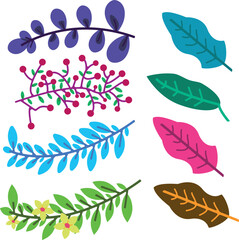 leaves branches and flowers vectors